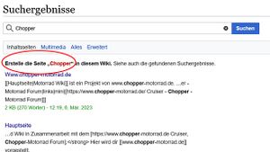 Ergebnis wenn man im Motorrad Wiki den Begriff "Chopper" sucht.